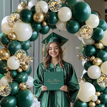Emerald Green Gold Balloon Arch Kit, Different Size | Double Stuffed Latex - Image 6