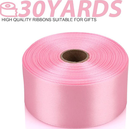 1-1/2 Inch 30 Yards Light Pink Solid Satin Ribbon - Image 2