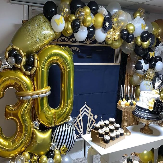 Black White Gold Balloons Set - Image 5