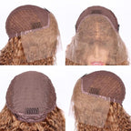 Brown Deep Curly Wave Human Hair Lace Front Wigs with Baby Hair for Black Women Pre Plucked 180% Density Brazilian Virgin Hair HD Transparent Lace Frontal Wig 28 Inch