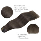 WENNALIFE Clip in Hair Extensions Real Human Hair, 20 Inch 120g 7pcs Human Hair Extensions Clip In Human Hair, Cool Dark Brown Clip In Real Hair Coloured Remy Human