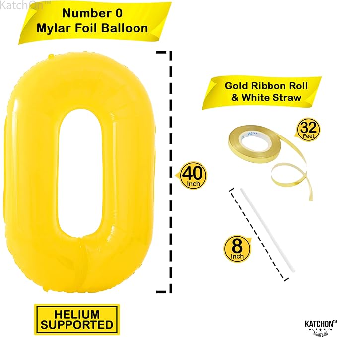 KatchOn Yellow 0 Balloon Number 40 Inch | yellow Number Balloons, Zero Balloon - Image 4