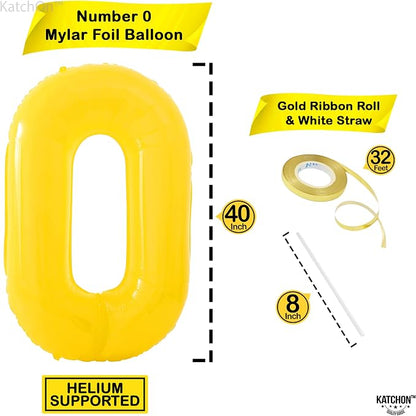 KatchOn Yellow 0 Balloon Number 40 Inch | yellow Number Balloons, Zero Balloon - Image 4