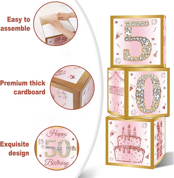 DataMoon 50th Birthday Decorations Boxes - Image 6
