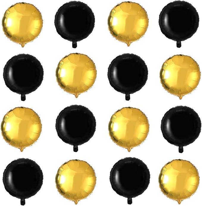 Black Gold Foil Mylar Round Balloons 20 pcs 18 Inch Metallic Party Balloons - Image 2