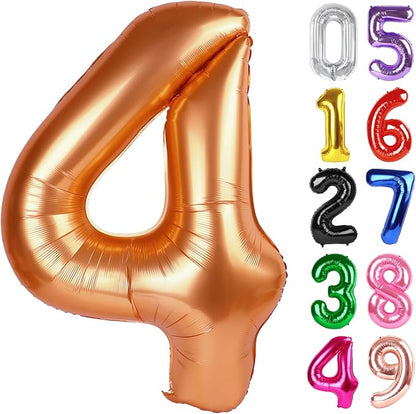 Orange Number 4 Balloon 40 Inch, 4th Birthday Party Decorations Men Women | by IWERP