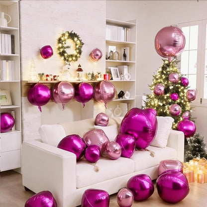 12Pcs Hot Pink and Pink Round Balloons Foil, Big Hot Pink Metallic Balloons - Image 7