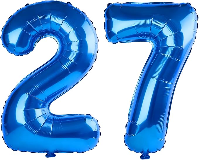 40 Inch Number 27 Balloons for 27th Birthday Party Decorations, 0-100 Dark Blue by FOBELEC