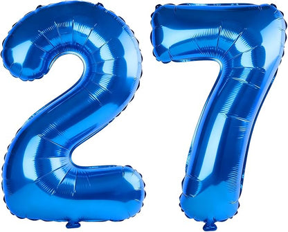 40 Inch Number 27 Balloons for 27th Birthday Party Decorations, 0-100 Dark Blue by FOBELEC