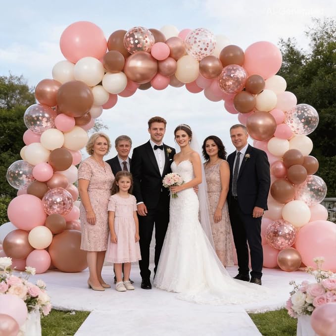 Dusty Pink Balloon Arch Kit, Rose Gold, Sand White - Image 6