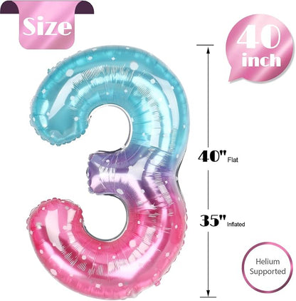 Starry Sky Number 3 Balloon 40 Inch, 3rd Birthday Decorations Men Women | Foil - Image 5