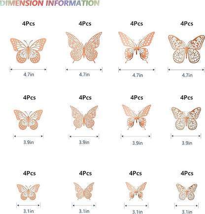 SAOROPEB 3D Butterfly Wall Decor, Removable Metallic Wall Sticker Room Mural - Image 5