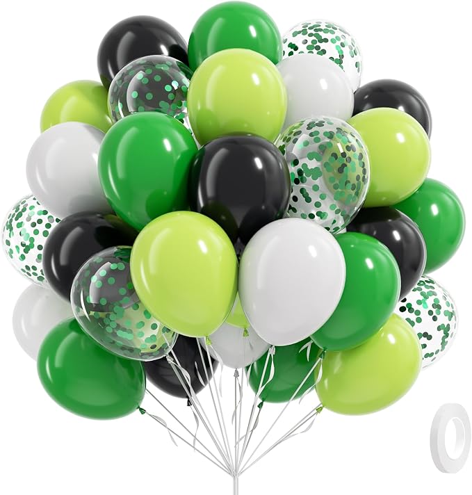 12inch Green and Black Balloons by Vicduotex