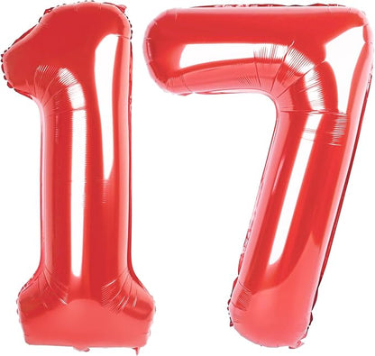17 Balloon Number 40 Inch Red Balloons by Mluchee