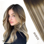 XDhair Human Hair Clip in Hair Extensions 22 Inch 6pcs 120g Balayage Color 3 Darker Brown to 8 Ash Brown and 22 Golden Blonde Double Weft Clip in Hair Extensions(22”, 3/8/22)