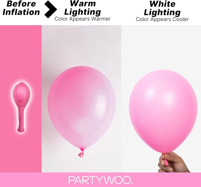 PartyWoo Pink Balloons 100pcs Matte Pink Color 36 18 12 10 5 Inch | 36 18 12 10 - Image 4