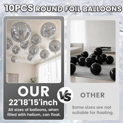 10Pcs Disco Round Foil Balloons, Metallic Disco Foil Baloon - Image 4