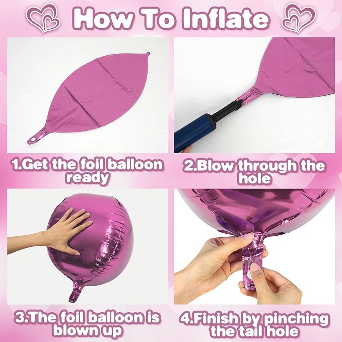 Pink Gold Round Foil Balloons 9 pcs, Metallic Giant 4D Round Balloons 22 Inch - Image 7