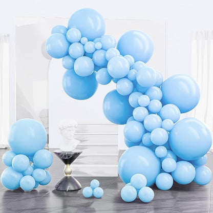 PartyWoo Light Blue Balloons 100pcs Baby Pastel Sky Aqua Blue Color | 18 12 10 by PartyWoo