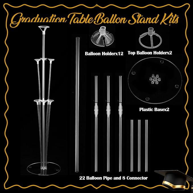 Jenaai Black and Gold 27 Pcs 2026 Graduation Balloon Centerpiece - Image 3