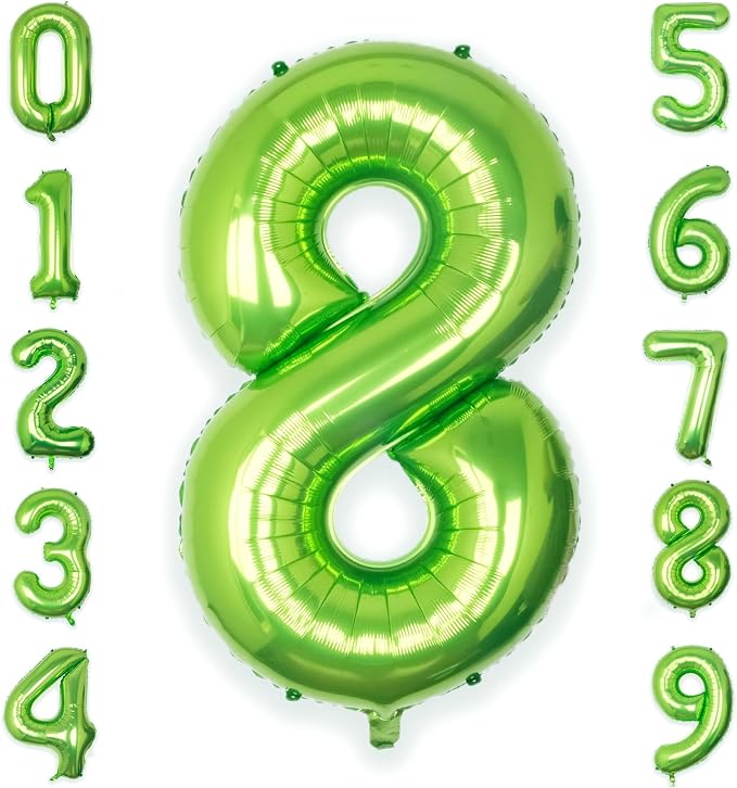 40 Inch Green Number 8 Balloon Lime Big Large Helium Number 0-9 | Giant Digital by SULALABOO