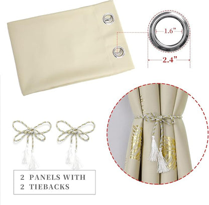 Beige Curtains 90 Inches Long, Room Darkening Curtains - Image 4