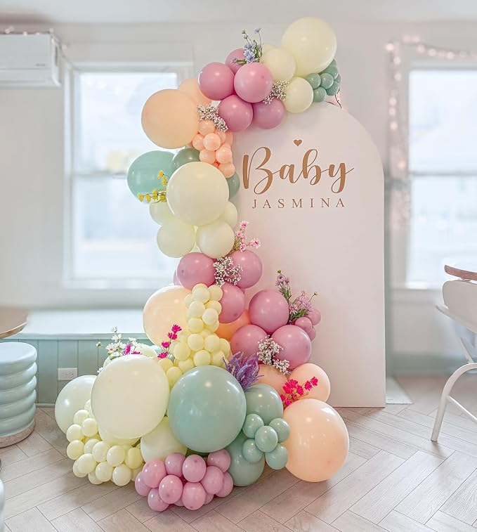 Paready Pastel Balloons Set, 12 Inch Macaron Pink Teal Blue Yellow Orange - Image 5