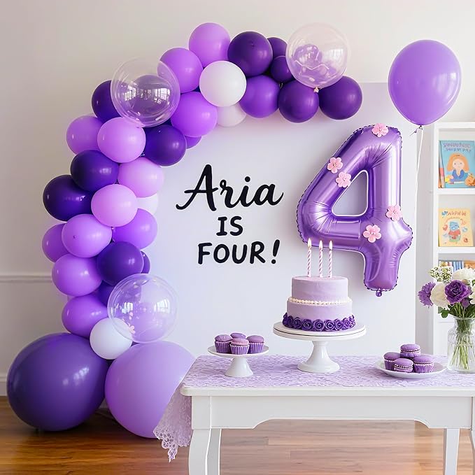 RUBFAC Purple Balloons Different Sizes Lavender Purple Balloon Arch 129pcs | - Image 6