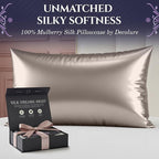 DECOLURE 100% Pure Mulberry Silk Pillow Case King Size – Highest Grade 30 Momme 6A+, Luxuriously Soft & Cooling Silk Pillowcase for Hair & Skin, Hypoallergenic, Breathable, Hidden Zipper (Champagne)