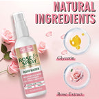 Rose Water Spray Scalp Moisturize Rose Water for Hair Refreshing- Rose Mist for Braid, Locs, Twist, Dreadlock, Rose Spray Medium Bristles for Thick Coarse Detangling Smoothing Wave Styles Set 3.4 floz