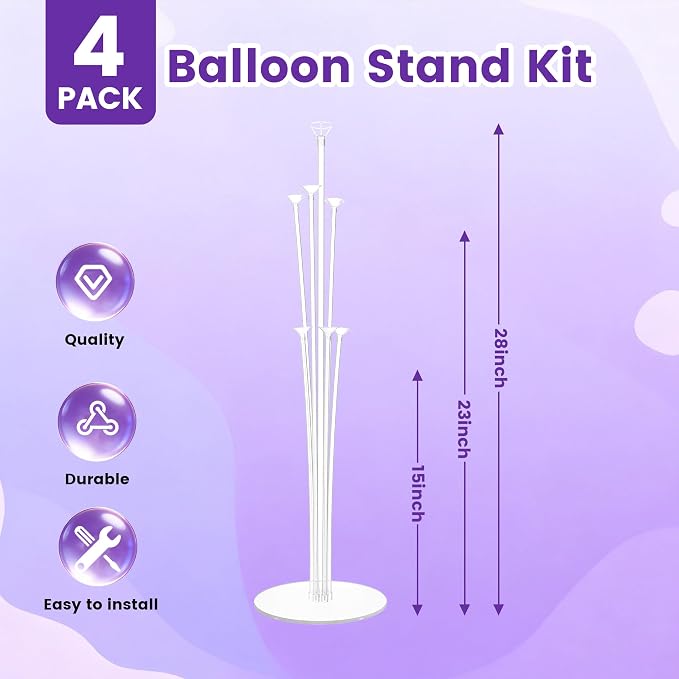 4 Sets Balloon Stand Kit For Table, Balloon Sticks - Image 4