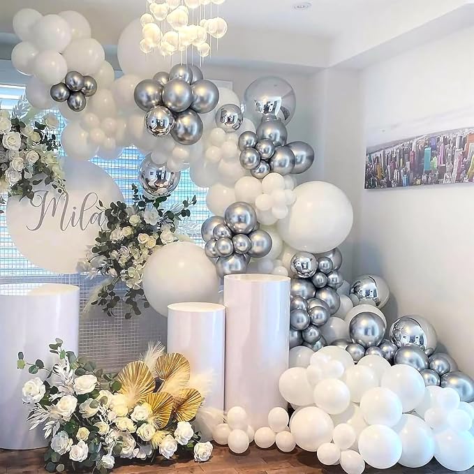 110Pcs White Balloons Different Sizes - Image 4