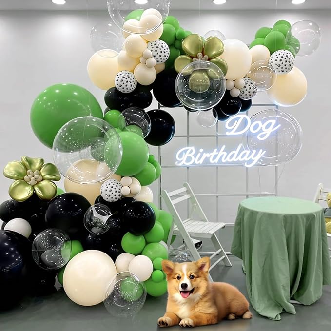Dog Paw Green Black White Balloon Garland Arch Kit - Image 7