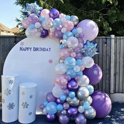 Frozen Balloons, 12 Inch Blue and Purple Balloons, Metallic Silver Blue Frozen - Image 4