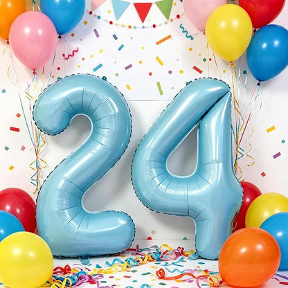 10 Pcs Number Balloons 32 Inch Baby Blue 0-9 Number Mylar Foil Balloons Baby - Image 3