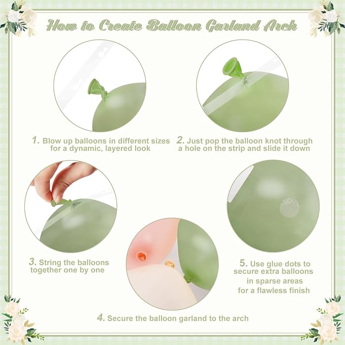 Sage Green Balloon Arch Kit for Baby Shower Bridal Shower Decorations | 124Pcs - Image 7