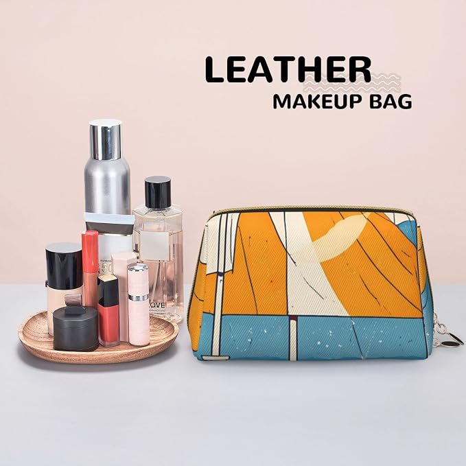 Nautical Elements Leather Makeup Bag Cosmetic Pouch Portable Travel Toiletry - Image 7