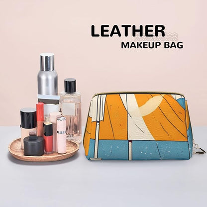 Nautical Elements Leather Makeup Bag Cosmetic Pouch Portable Travel Toiletry - Image 7