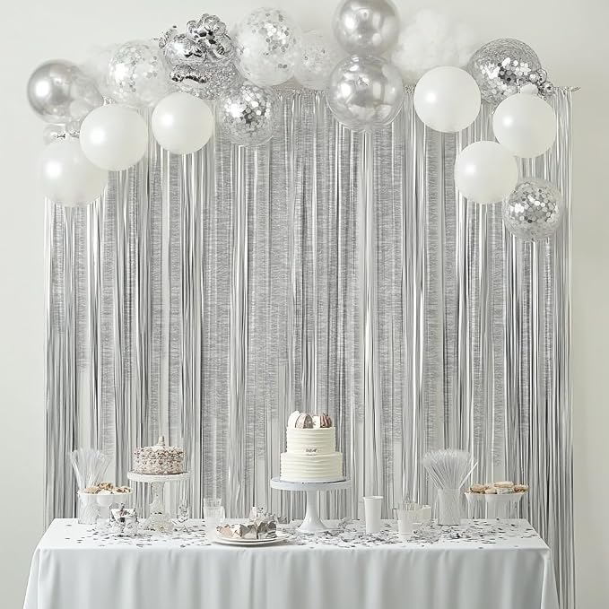 4 Silver Crepe Paper Streamers, 328ft Pack of Party Decorations | Each roll is - Image 5