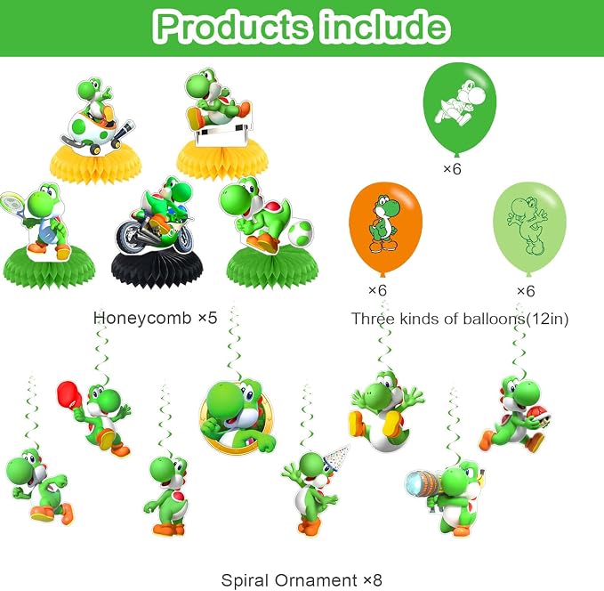 Yoshii Party Decorations, Cartoon Yoshii Birthday Party Supplies - Image 3