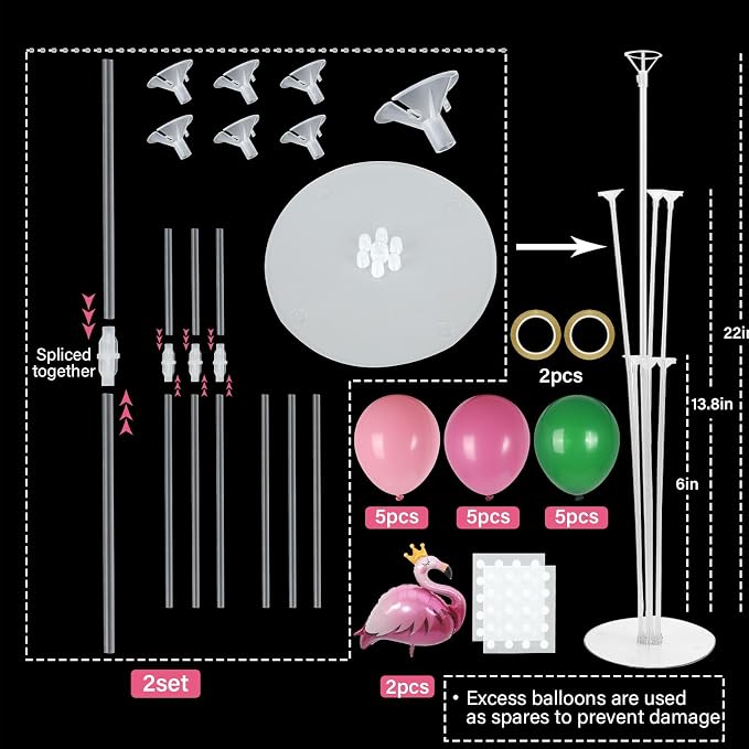 2 Sets Summer Tropical Flamingo Balloon Column Stand Kit - Image 2