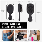Mini Boar Bristles Hair Bursh, Travel Size Hair Brush for Women Men Kids, Protable Small Hair Brush for Pockets Purses, Mini Detangler Brush for Smooth Add Shine(Black)