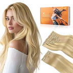 DOORES Hair Extensions Clip in Human Hair, Dirty Blonde Mixed Platinum Blonde 24 Inch 150g 9pcs, Clip in Extensions Human Hair Natural Hair Extensions Real Hair Extensions Human Hair Thick Straight