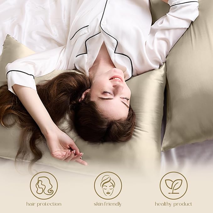 ZIMASILK 100% Pure Mulberry Silk Pillow Cases for Hair and Skin, Soft, Hypoallergenic & Smooth, Both Sides Grade 6A Silk, with Hidden Zipper, Gift for Women Men,1pc(Throw 18''x18'',Taupe)