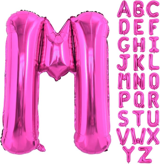 Hot Pink Letter M Balloons, M Letter Balloon 40 Inch Foil M Balloon | Hot Pink by BBPOOL