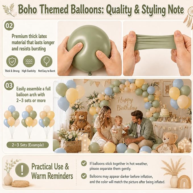 Blue Green Yellow Balloons, 12 Inch Olive Green Light Blue Pastel Macaron - Image 7