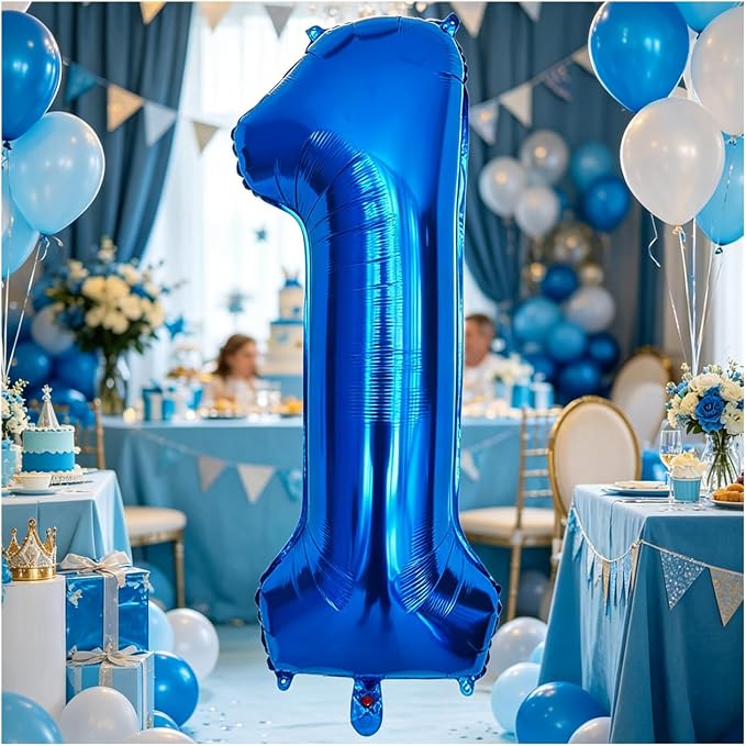 40 Inch Navy Blue 1 Balloon for 1st Birthday Party, Helium Giant Foil Number 1 by Smlpuame