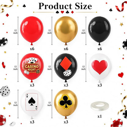 HILAVO Casino Balloons 12 Inch Dice Poker Casino Theme Balloons Red Black Gold - Image 2