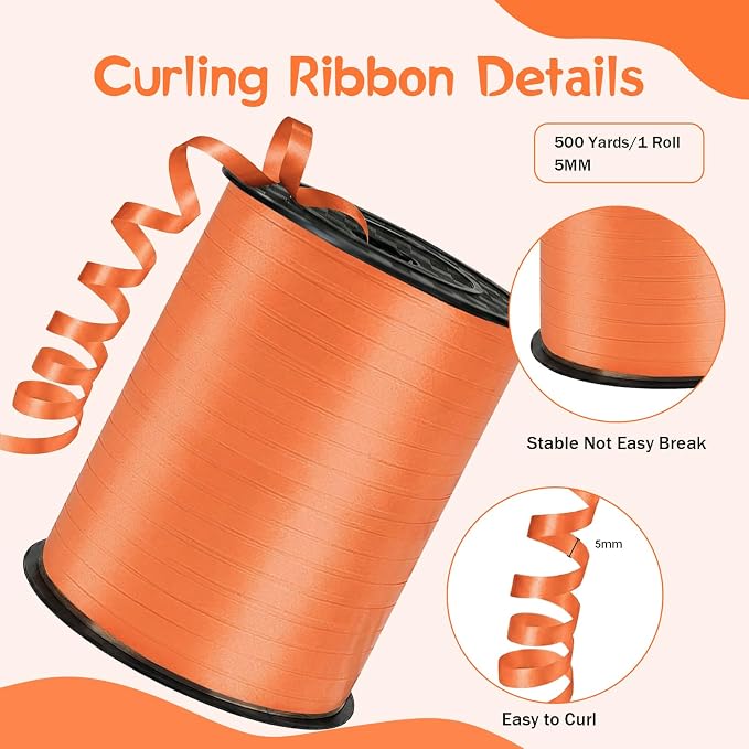 500 Yards Curling Ribbon， Orange Balloon String Ribbon，for Gift Wrapping，Party - Image 2