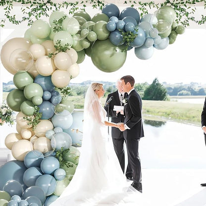 Dusty Blue Sage Green Balloon Arch Kit - Image 7